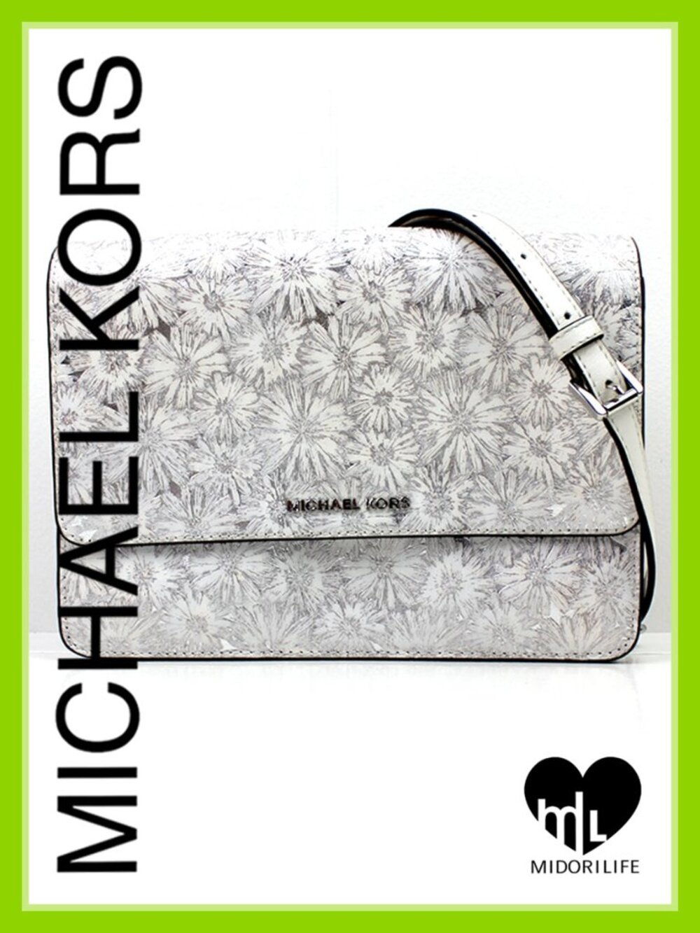 MICHAEL KORS Floral Metallic Leather Gusset Crossbody Clutch